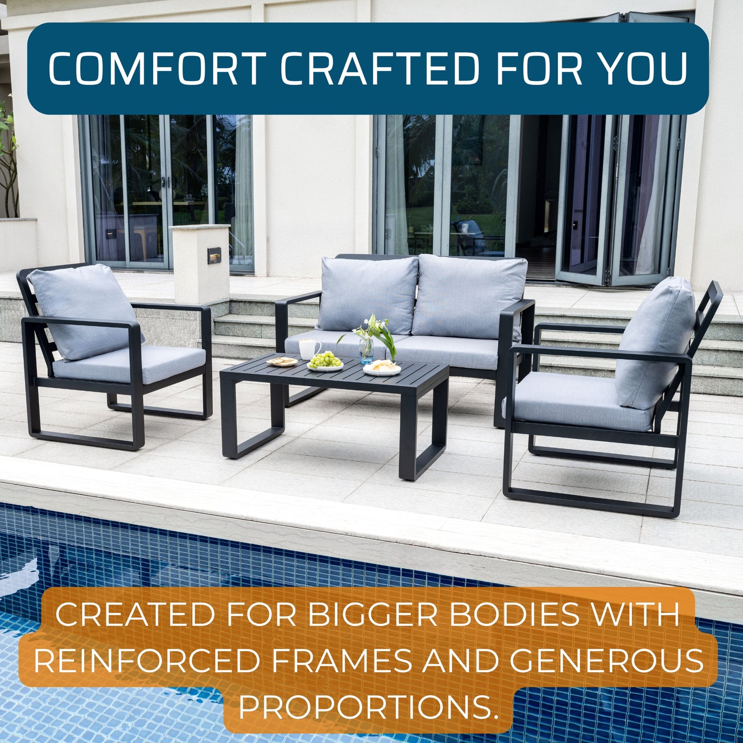 Solis Big and Tall Outdoor Patio Conversation Set