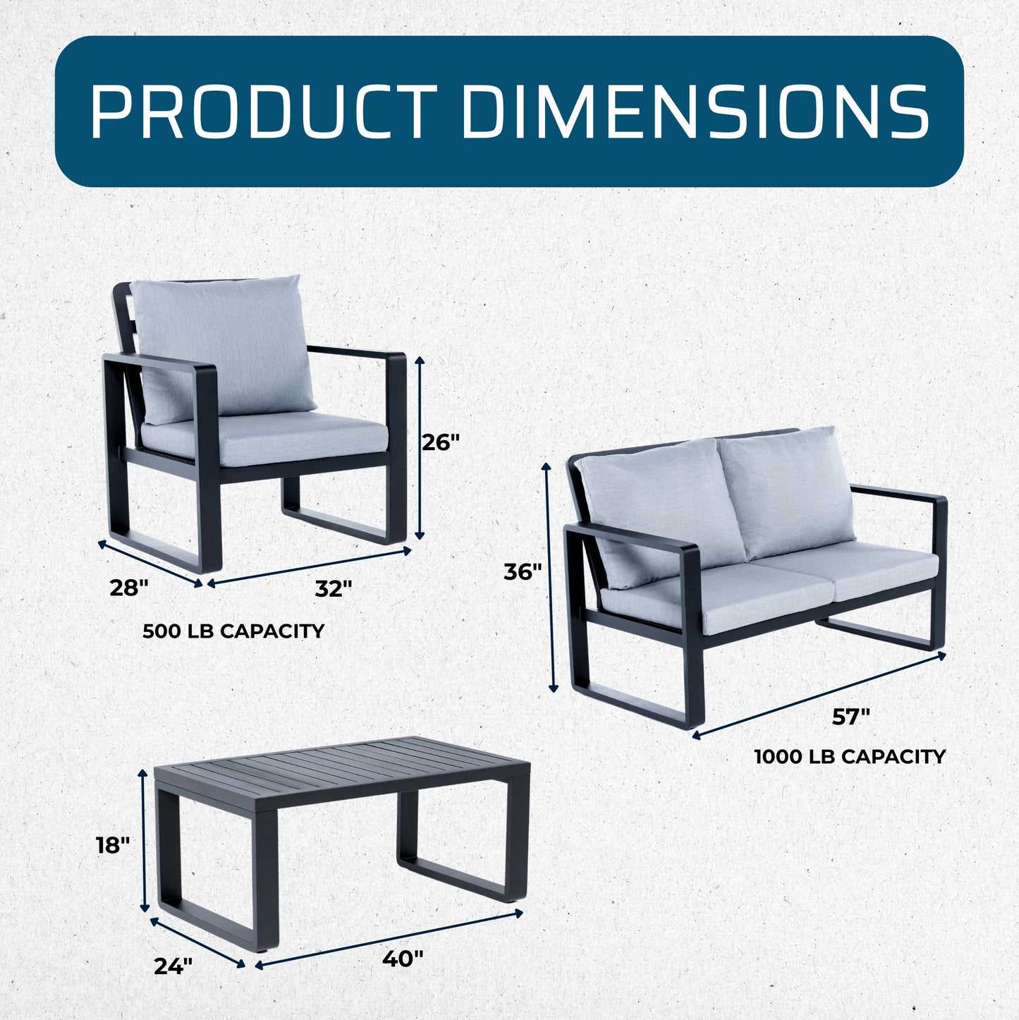 Solis Big and Tall Outdoor Patio Conversation Set