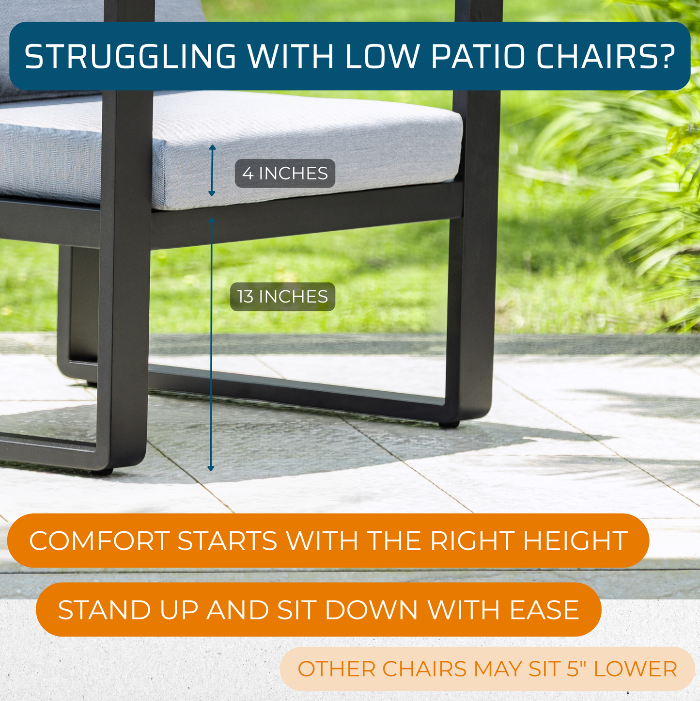 Solis Big and Tall Outdoor Patio Chairs - Set of 2