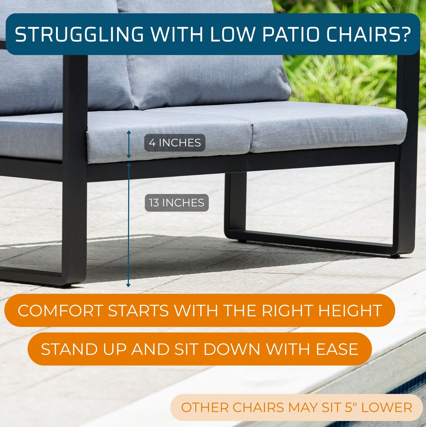 Solis Big and Tall Outdoor Patio Conversation Set