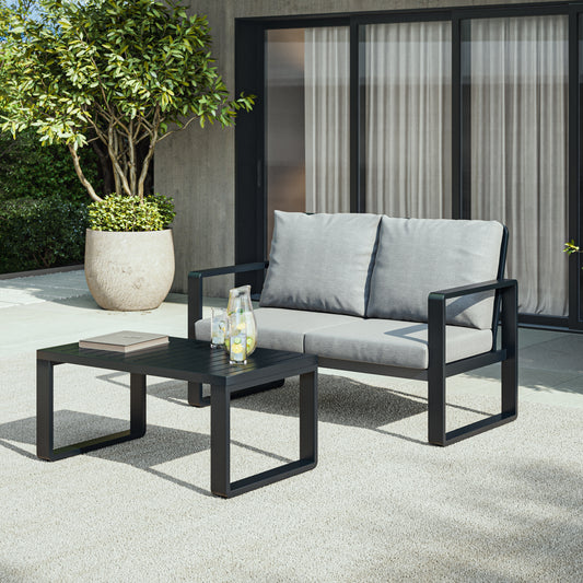 Solis Big and Tall Outdoor Patio Sofa with Table